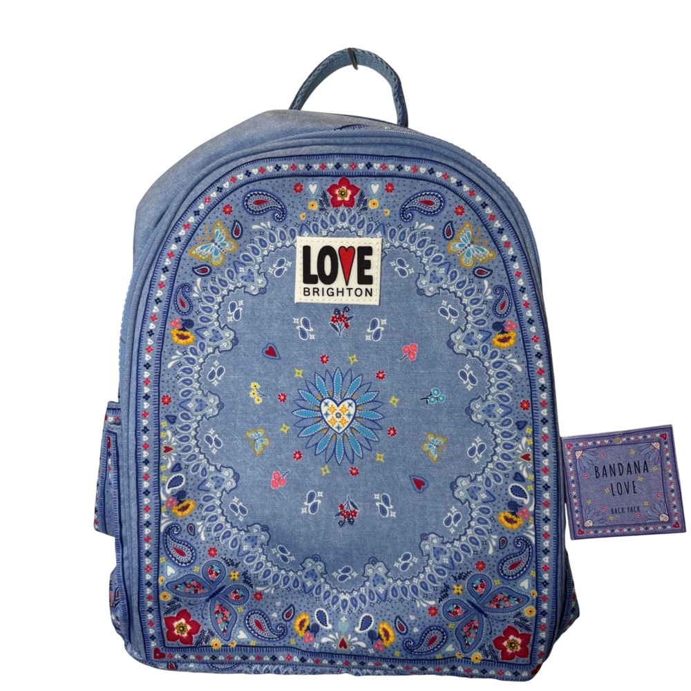 Brighton Bandana Love Backpack Blue Paisley Butterfly Boho‎ Travel Bag NWT